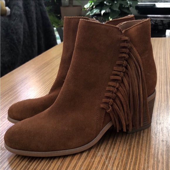 Reaction Kennerh Cole Suede Leather Fringe Booties Boots 6.5 - Picture 1 of 8